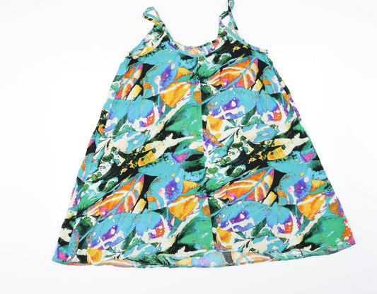 Papaya Womens Green Floral Basic T-Shirt Size M