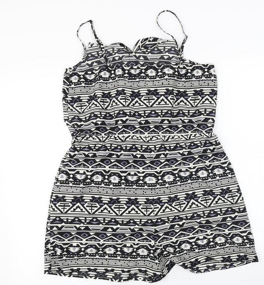 Oasis Womens Black Herringbone Jumpsuit One-Piece Size 8