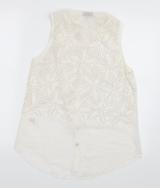 Dotti Womens White Basic Button-Up Size 10