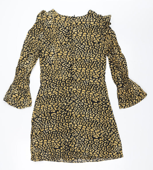 Zara Womens Beige Animal Print Mini Size S