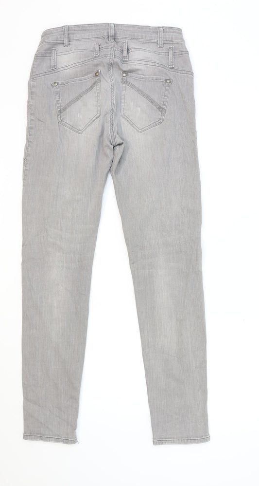 TREDY Womens Grey Denim Skinny Jeans Size 12 L30 in
