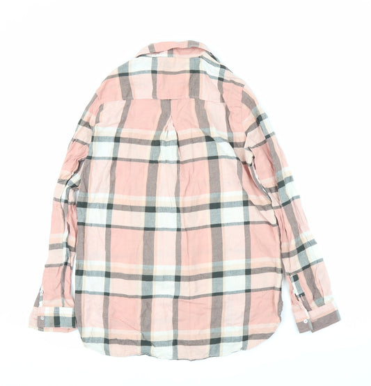 H&M Womens Pink Plaid Basic Button-Up Size 4