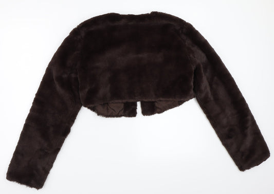 Boohoo Womens Brown Jacket Coat Size 10