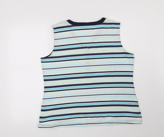Croft & Barrow Womens Blue Striped Basic Blouse Size XL