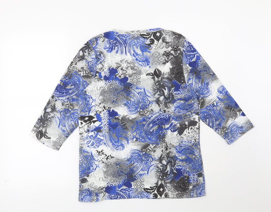 Bonmarché Womens Blue Geometric Basic Blouse Size S