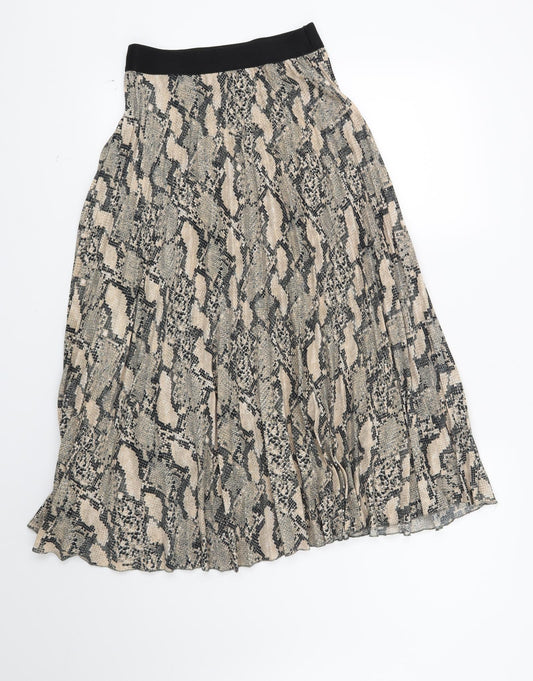 Preworn Womens Beige Animal Print A-Line Skirt Size 30 in