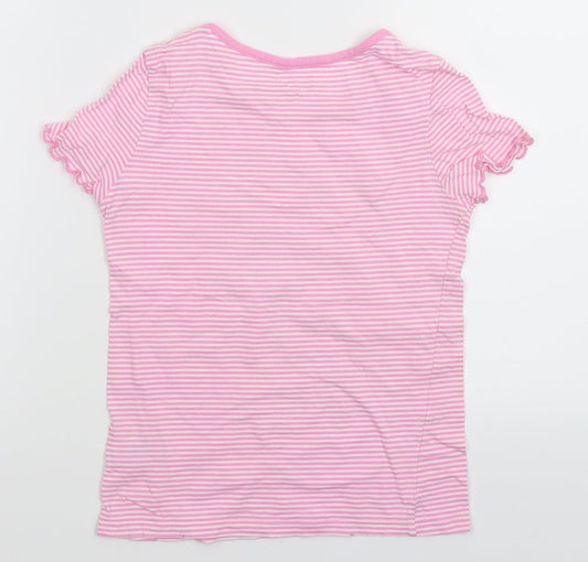 Cherokee Girls Pink Striped Basic T-Shirt Size 7-8 Years