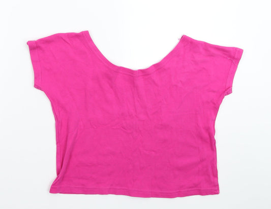 Designs Alike Womens Pink Cropped T-Shirt Size 8