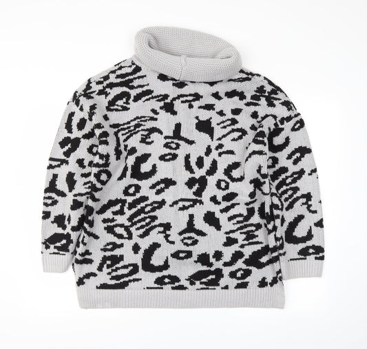 Preworn Womens Grey Animal Print Pullover Jumper Size L