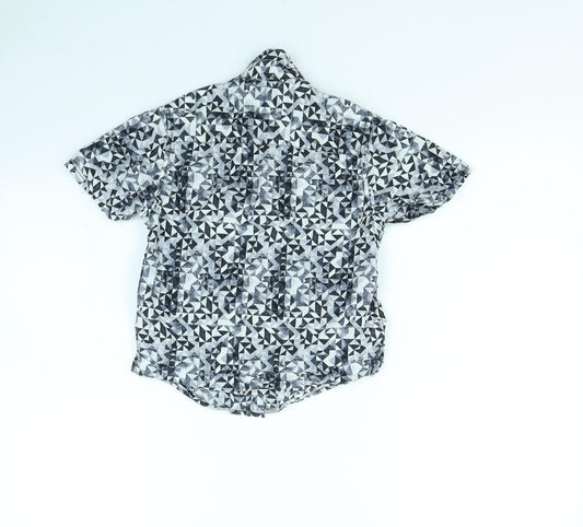 NEXT Boys Grey Geometric Basic Button-Up Size 7 Years