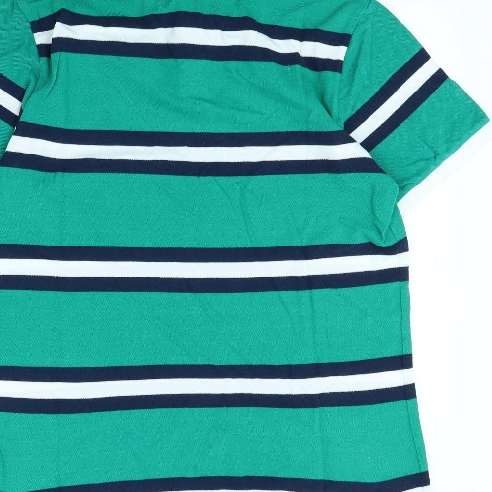 Primark Mens Green Striped Polo Size L