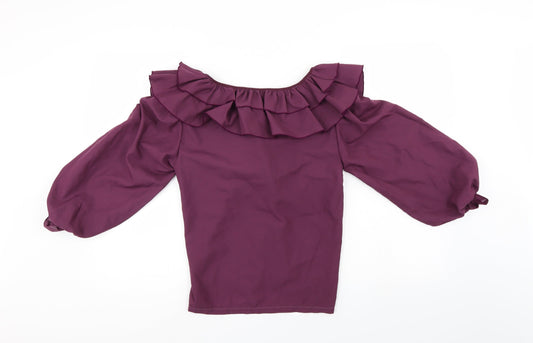 Preworn Womens Purple Basic Blouse Size 10