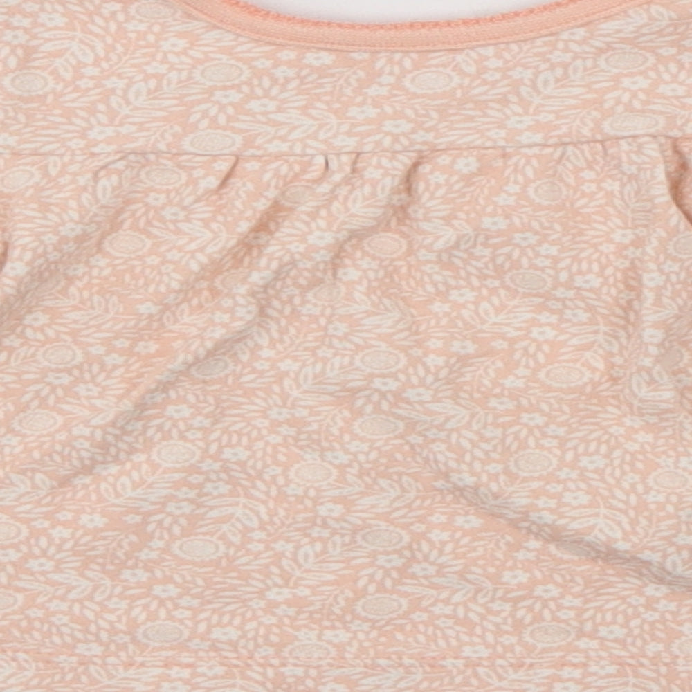 Brand and care label for George girls’ orange floral t-shirt dress, size 3-6, months