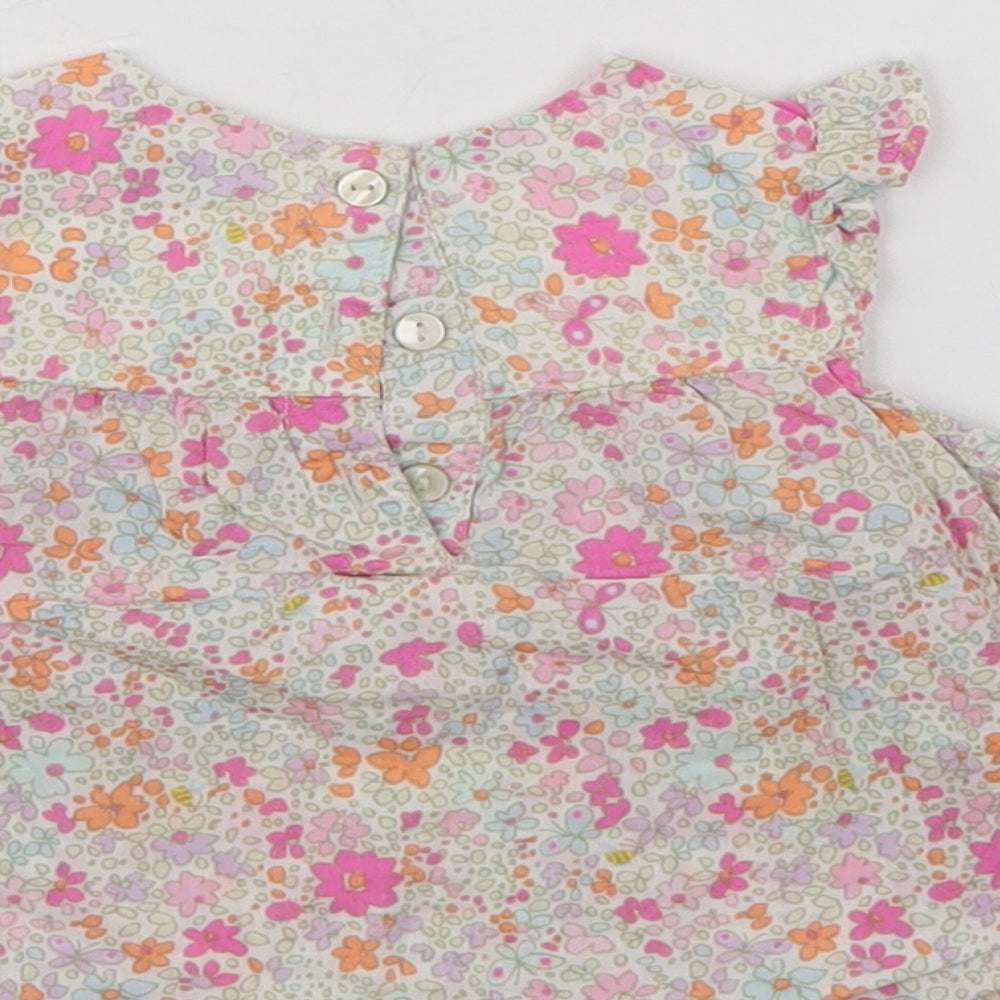 Brand and care label for Next girls’ multicoloured floral tank dress, size 6-9, months
