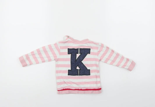Mini Klub Girls Pink Striped Pullover Jumper Size 9-12 Months