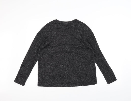 Zara Womens Black Basic T-Shirt Size S - Flower Detail