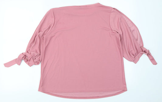 Boohoo Womens Pink Basic T-Shirt Size 10 - Cold Shoulder