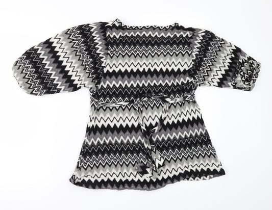 New Look Womens Black Geometric Basic Blouse Size 12