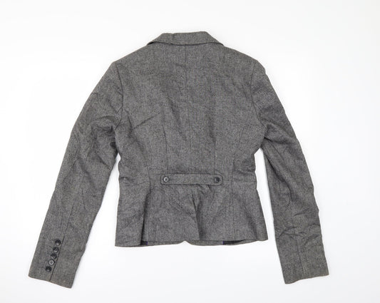 H&M Womens Grey Jacket Suit Jacket Size 10