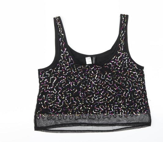 H&M Womens Black Basic T-Shirt Size 10