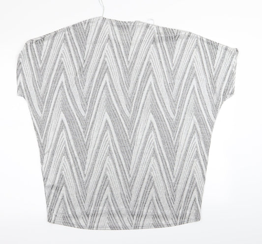 MITZY Womens Silver Basic T-Shirt Size M