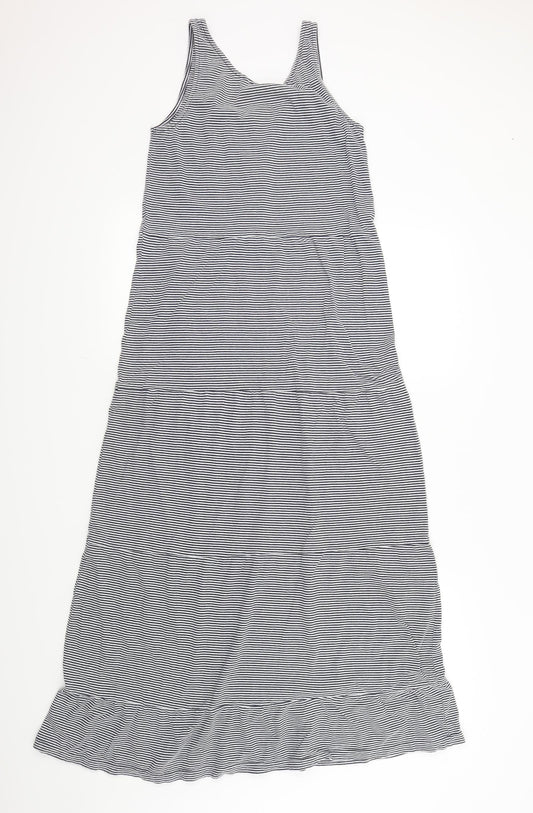 Papaya Womens Blue Striped A-Line Size 10 - Frill Detail