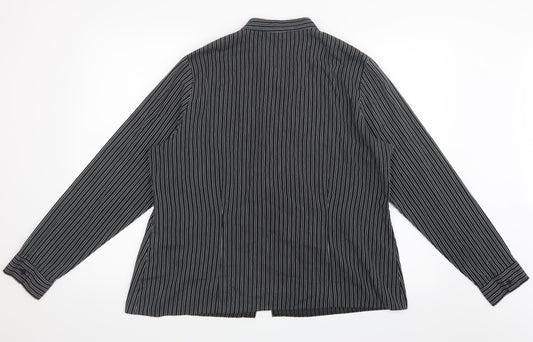 EWM Womens Black Striped Basic Button-Up Size 18
