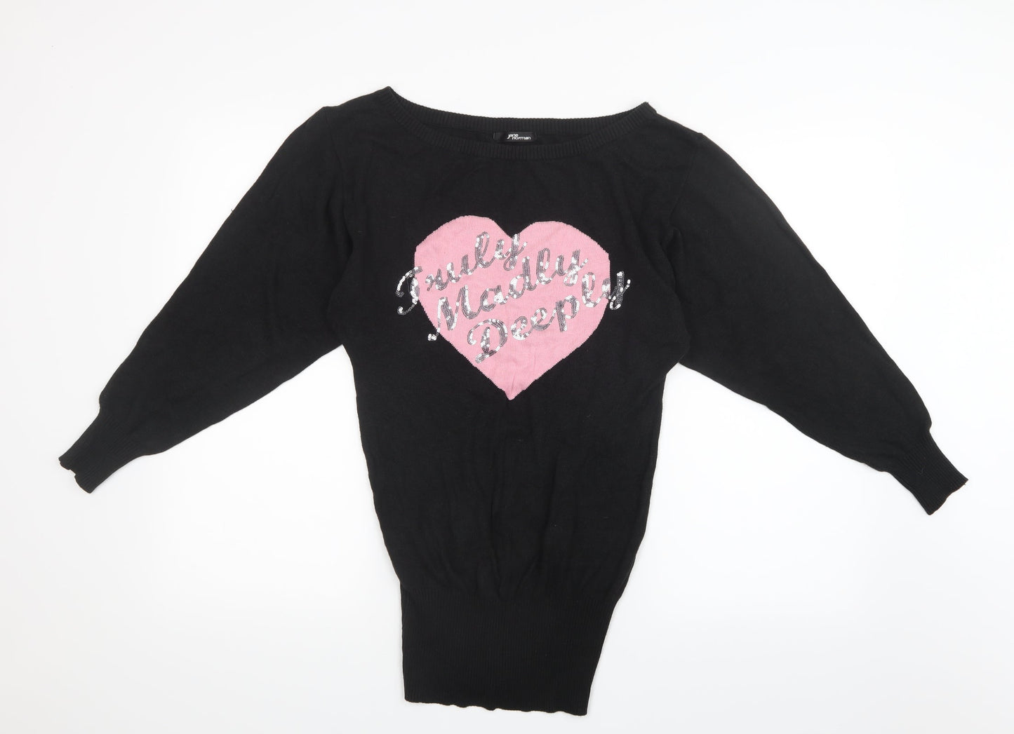 Jane Norman Womens Black Knit Pullover Jumper Size 10