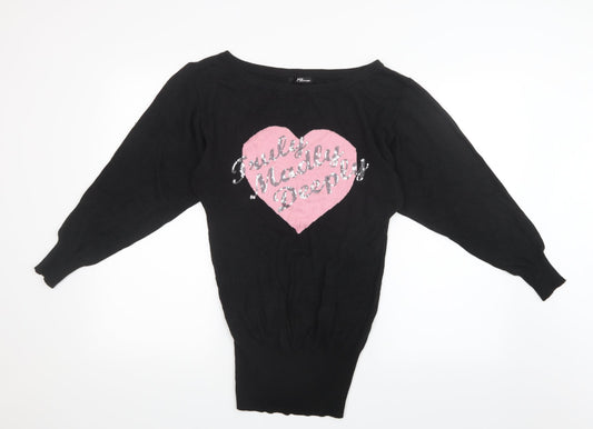 Jane Norman Womens Black  Knit Pullover Jumper Size 10