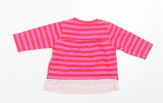 Mini Mode Girls Pink Striped Basic T-Shirt Size 3-6 Months