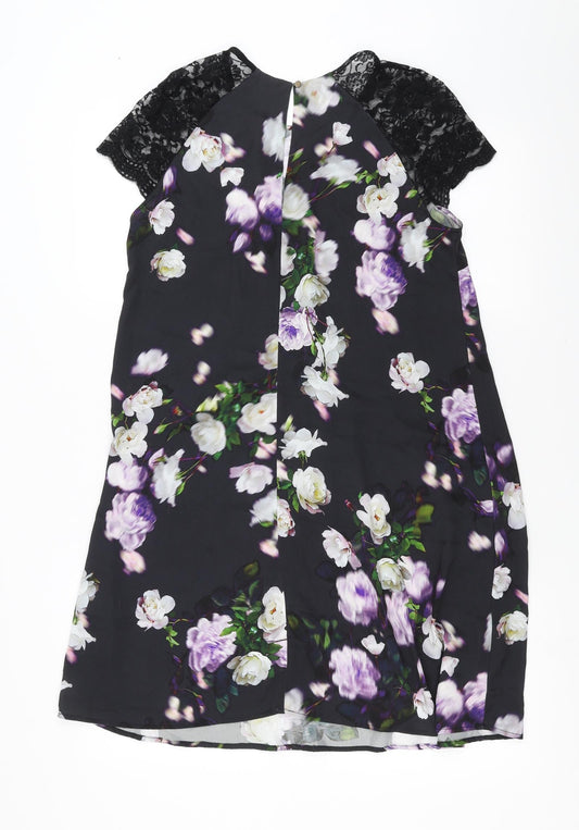 River Island Womens Black Floral T-Shirt Dress Size 10
