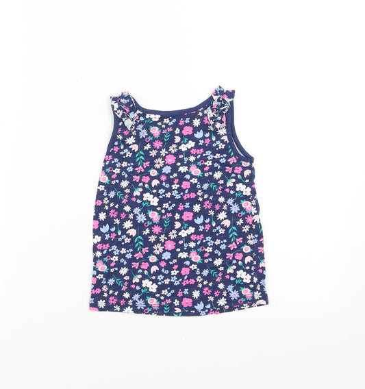 Matalan Girls Blue Floral Basic Tank Size 2-3 Years