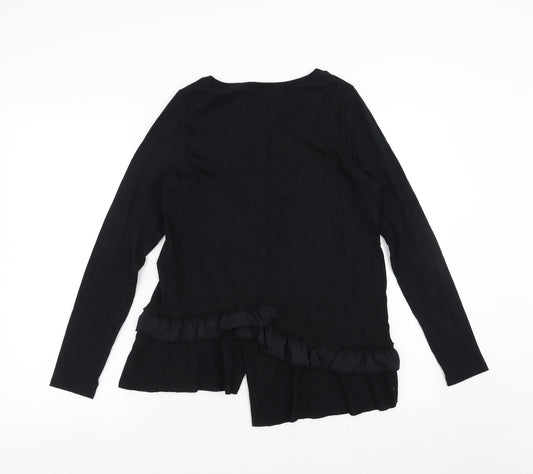 River Island Womens Black Basic T-Shirt Size 8 - ruffle hem