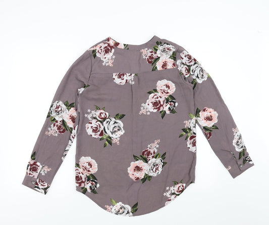 Apricot Womens Purple Floral Basic Blouse Size 8