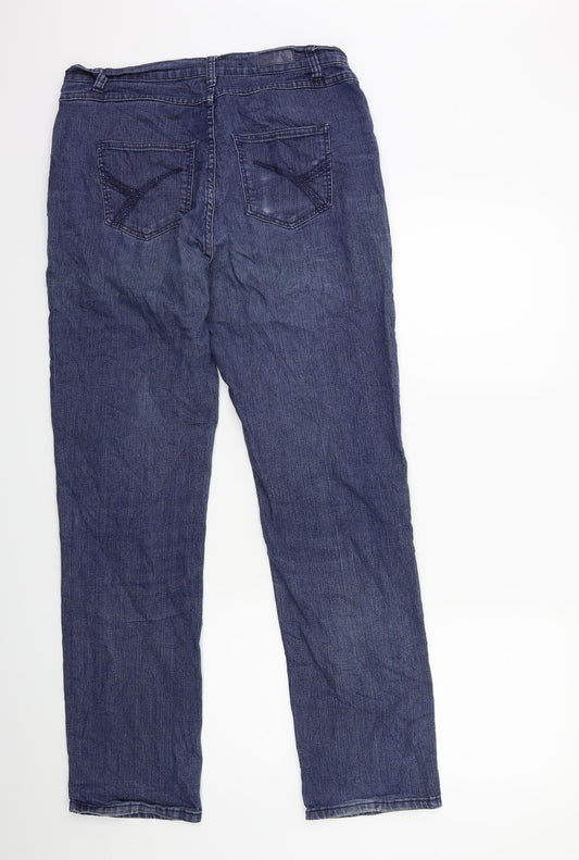 nicoli Womens Blue Denim Straight Jeans Size 12 L31 in