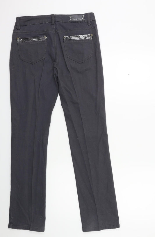 Simply chic Womens Grey Denim Straight Jeans Size 12 L30 in
