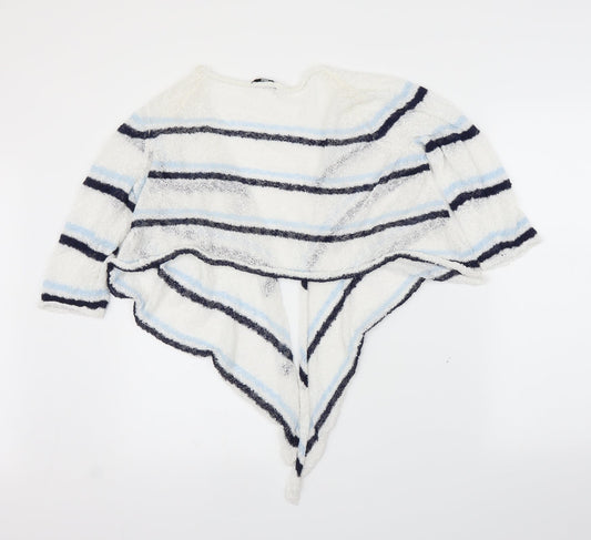 M&Co Womens White Striped Cardigan Jumper Size 16