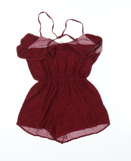FOREVER 21 Womens Red Geometric Romper One-Piece Size S