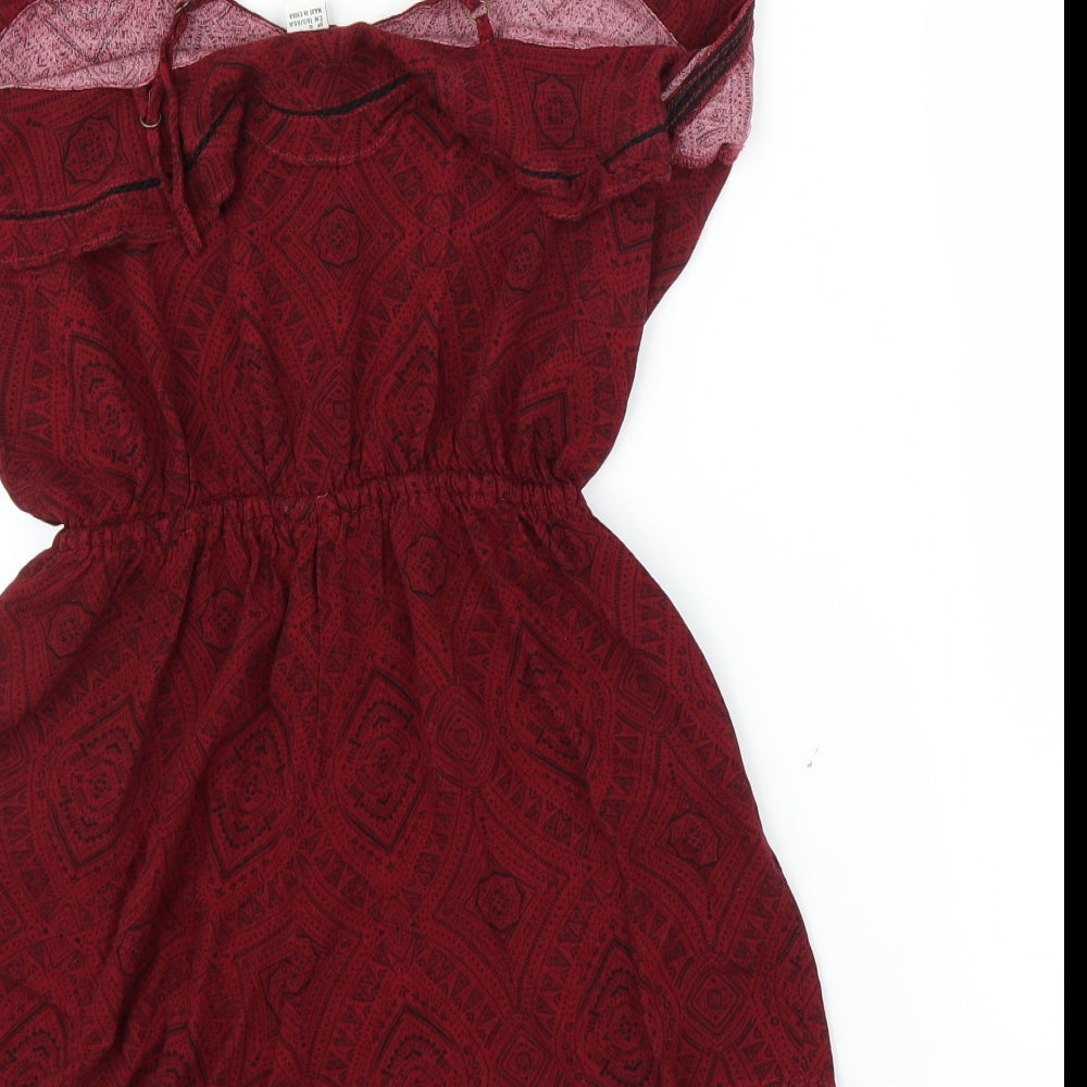 FOREVER 21 Womens Red Geometric Romper One-Piece Size S