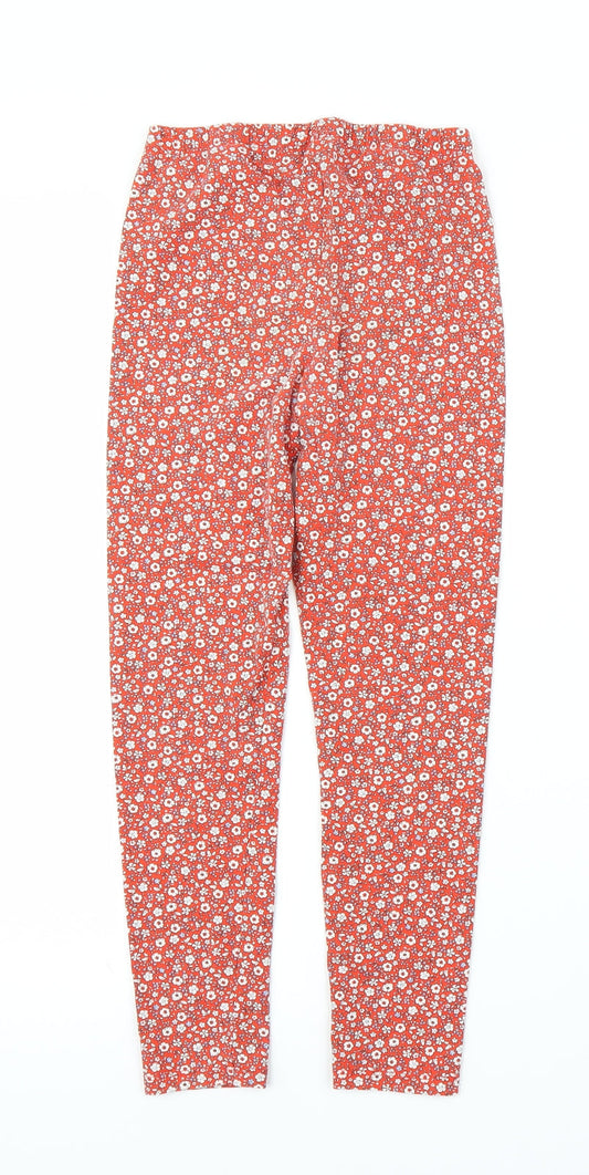 TU Girls Red Floral Capri Trousers Size 9 Years