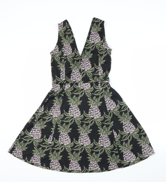 H&M Womens Black A-Line Size S - Pineapple