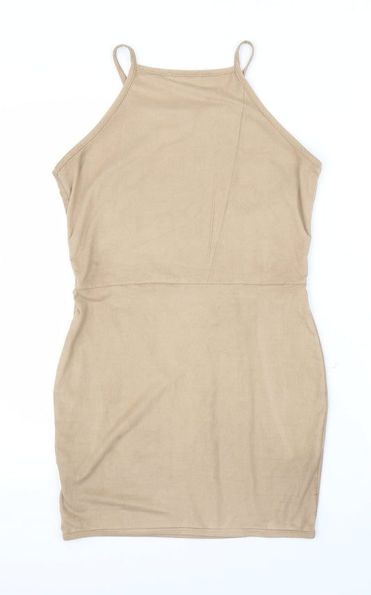 Boohoo Womens Beige Sheath Size 12