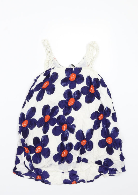 George Girls White Floral Basic Tank Size 7-8 Years