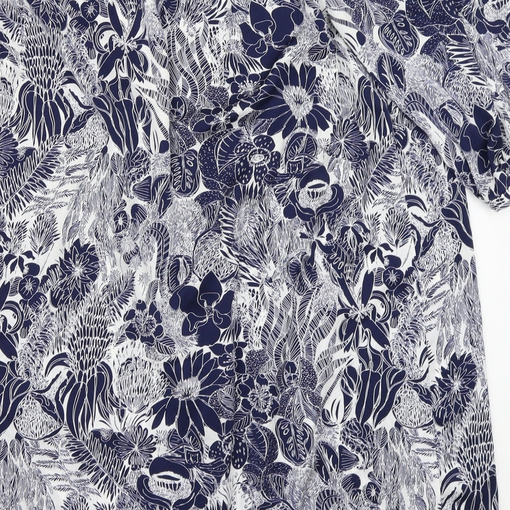 H&M Womens Black Floral Basic Blouse Size 12
