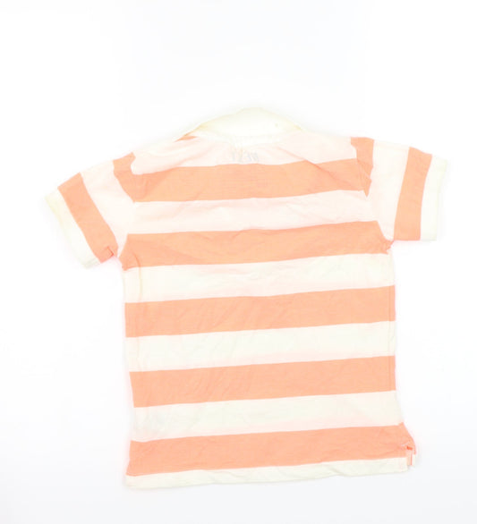 NEXT Girls Orange Striped Basic Polo Size 3-4 Years