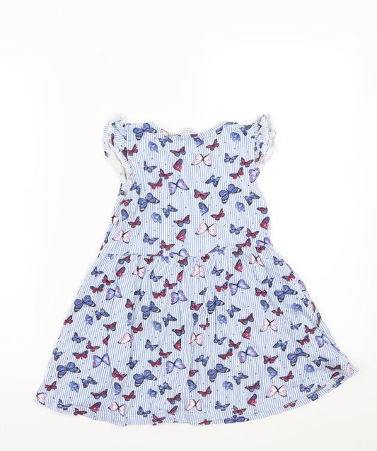 Marks and Spencer Girls White Striped A-Line Size 5-6 Years