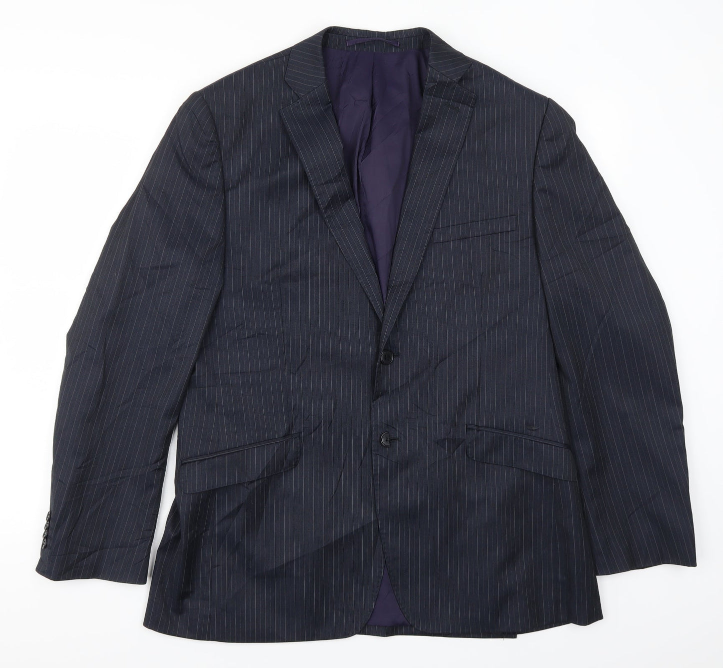 Daniel Hetcher Mens Blue Striped Jacket Suit Jacket Size 40
