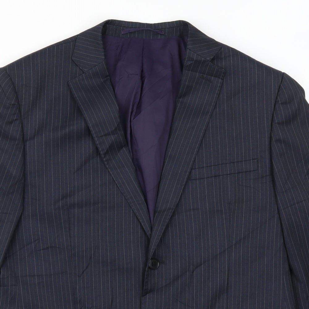 Daniel Hetcher Mens Blue Striped Jacket Suit Jacket Size 40