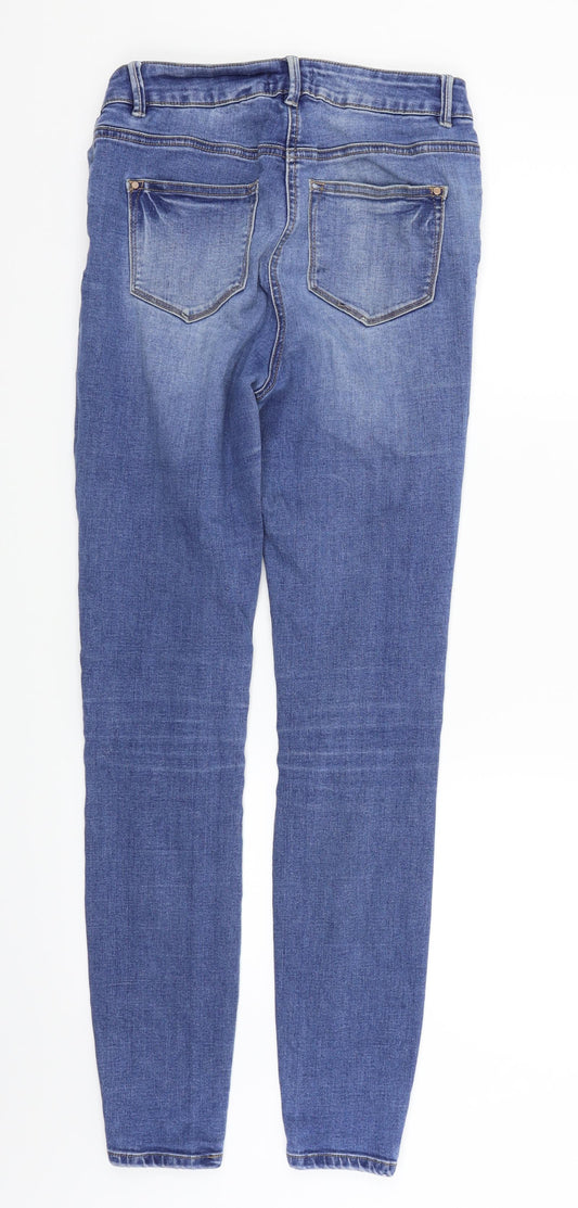 /denim Womens Blue Houndstooth Skinny Jeans Size 10 L30 in