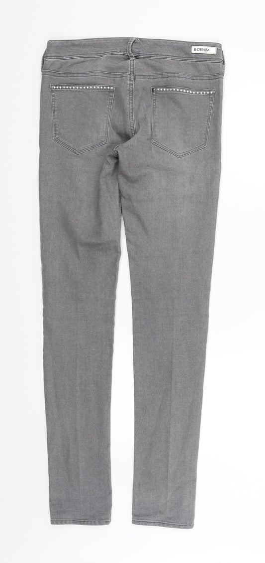 &DENIM Womens Grey Trousers Size 30 in L31 in - Diamond Pattern